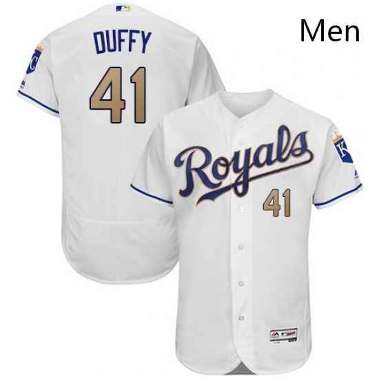 Mens Majestic Kansas City Royals 41 Danny Duffy White Flexbase Authentic Collection MLB Jersey
